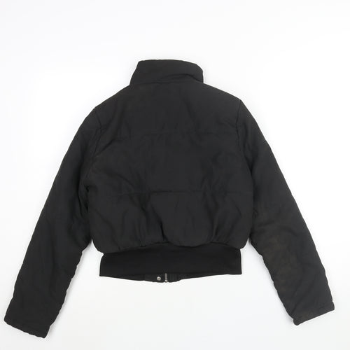 PRETTYLITTLETHING Womens Black Puffer Jacket Jacket Size 6 Zip