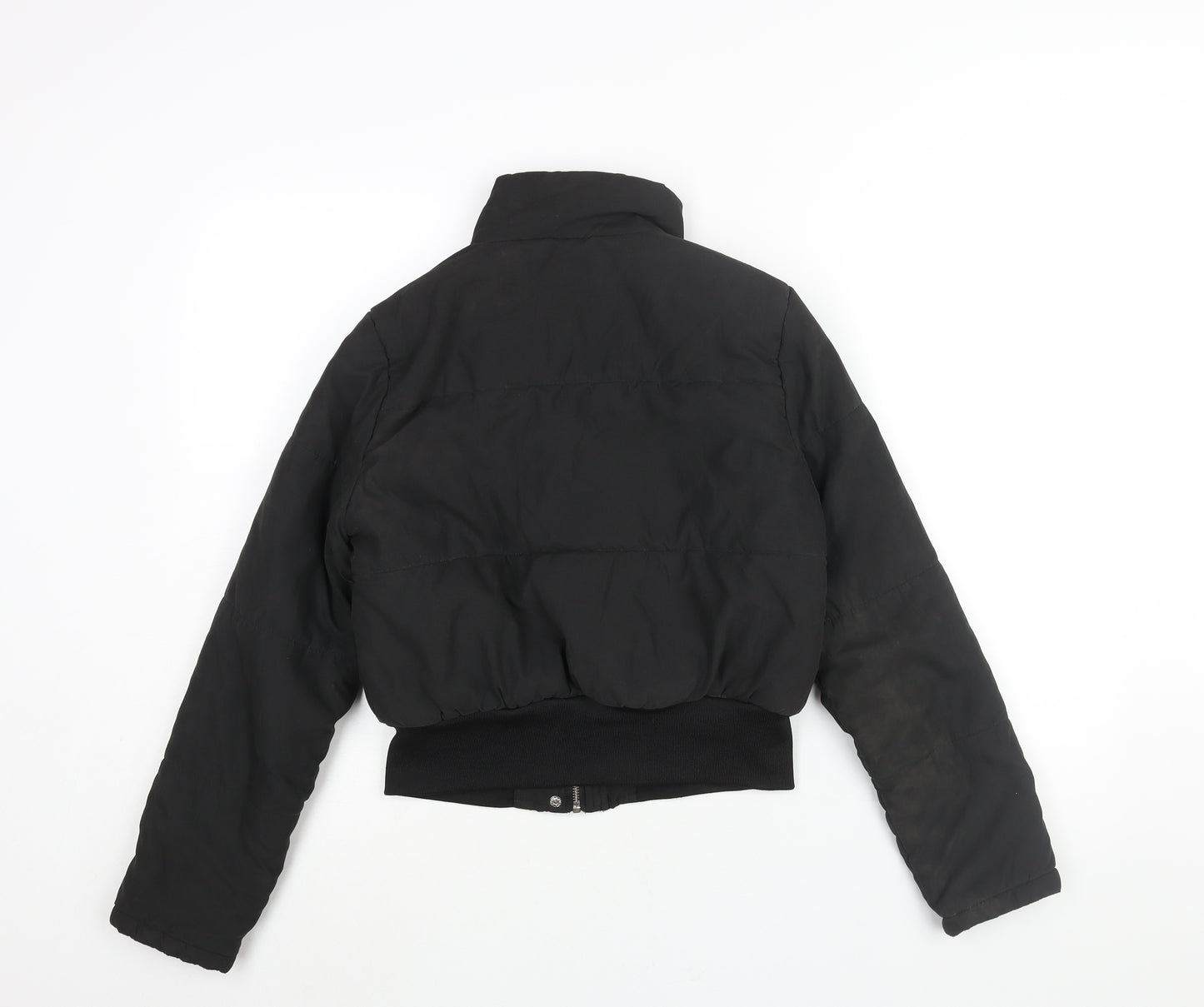 PRETTYLITTLETHING Womens Black Puffer Jacket Jacket Size 6 Zip