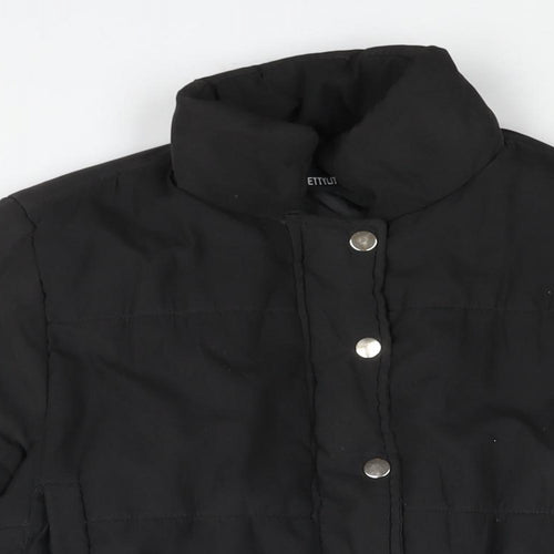 PRETTYLITTLETHING Womens Black Puffer Jacket Jacket Size 6 Zip