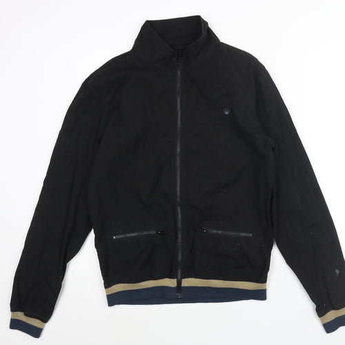 JUNK de LUXE Mens Black Bomber Jacket Jacket Size M Zip - Logo