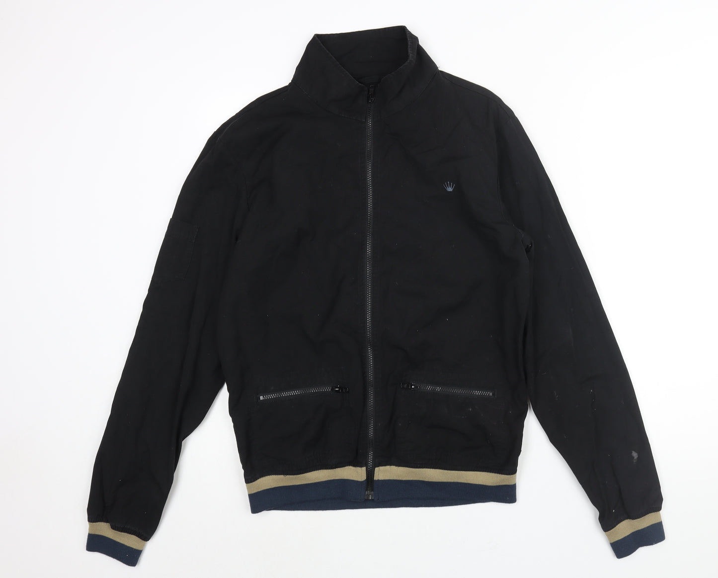JUNK de LUXE Mens Black Bomber Jacket Jacket Size M Zip - Logo