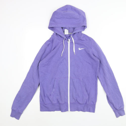 Nike Mens Purple Cotton Full Zip Hoodie Size M - Logo