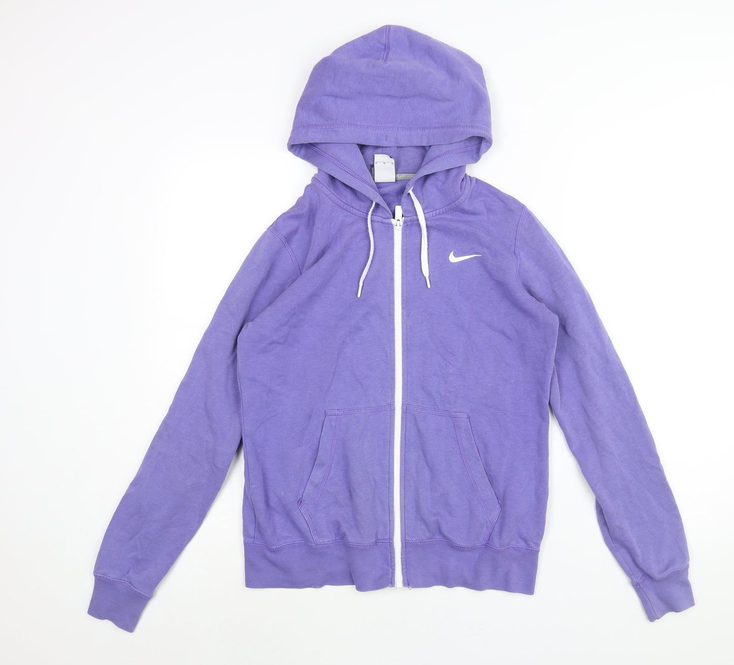 Nike Mens Purple Cotton Full Zip Hoodie Size M - Logo