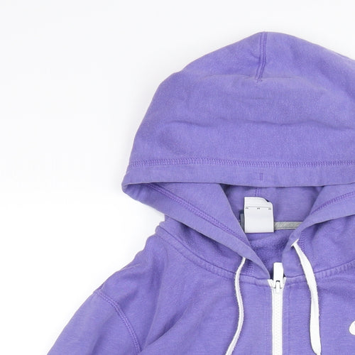 Nike Mens Purple Cotton Full Zip Hoodie Size M - Logo