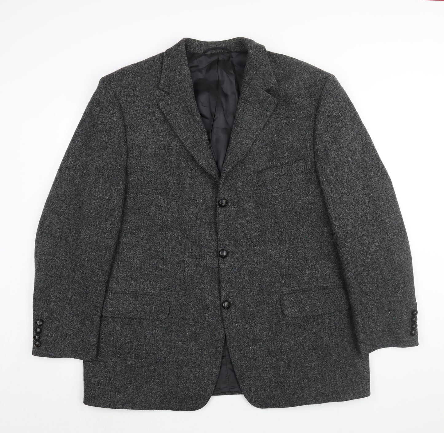 Harris Tweed Mens Grey Wool Jacket Blazer Size 48 Regular