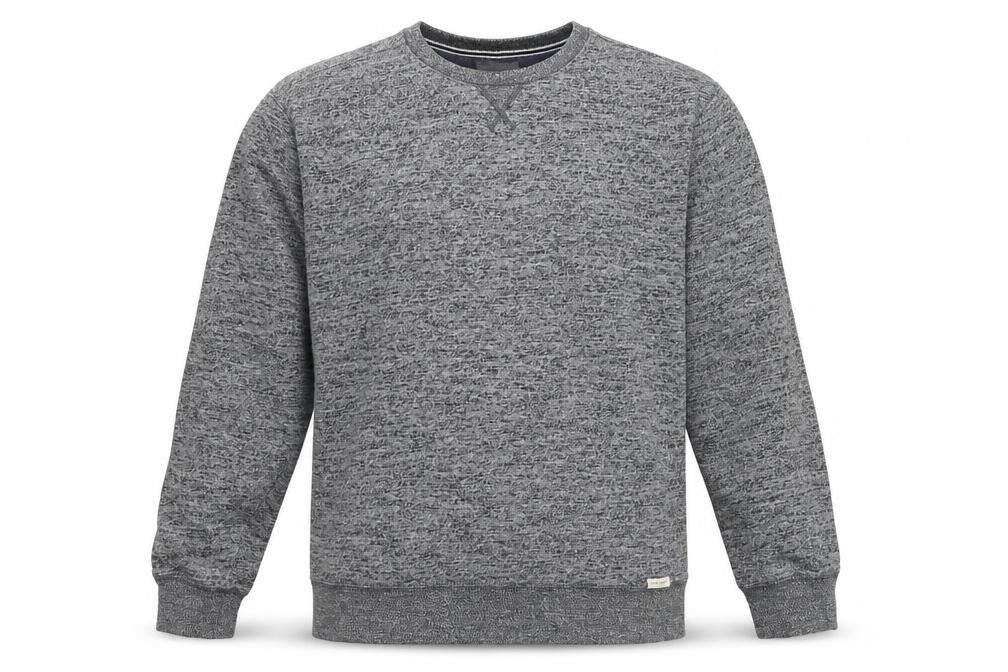 Front view of Weatherproof men’s grey cotton pullover sweatshirt, size XL