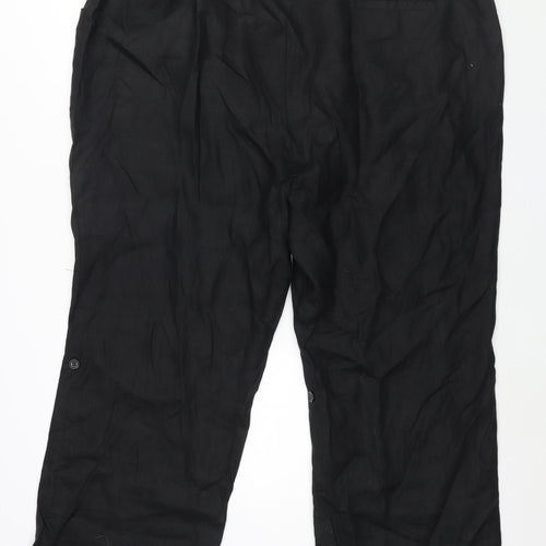 Ann Harvey Womens Black Linen Trousers Size 30 L28 in Regular Drawstring - Roll Up Hem