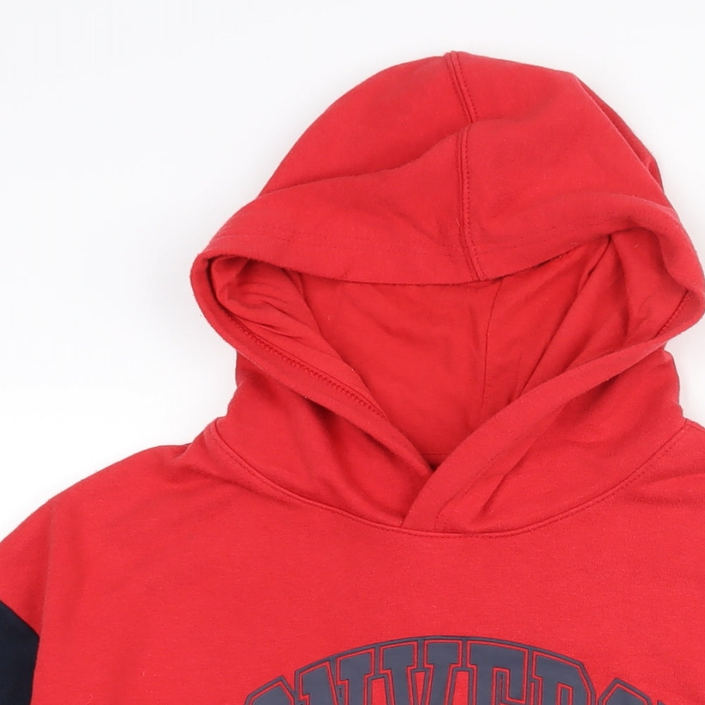 Converse Boys Red Colourblock Cotton Pullover Hoodie Size 13-14 Years Pullover - Logo
