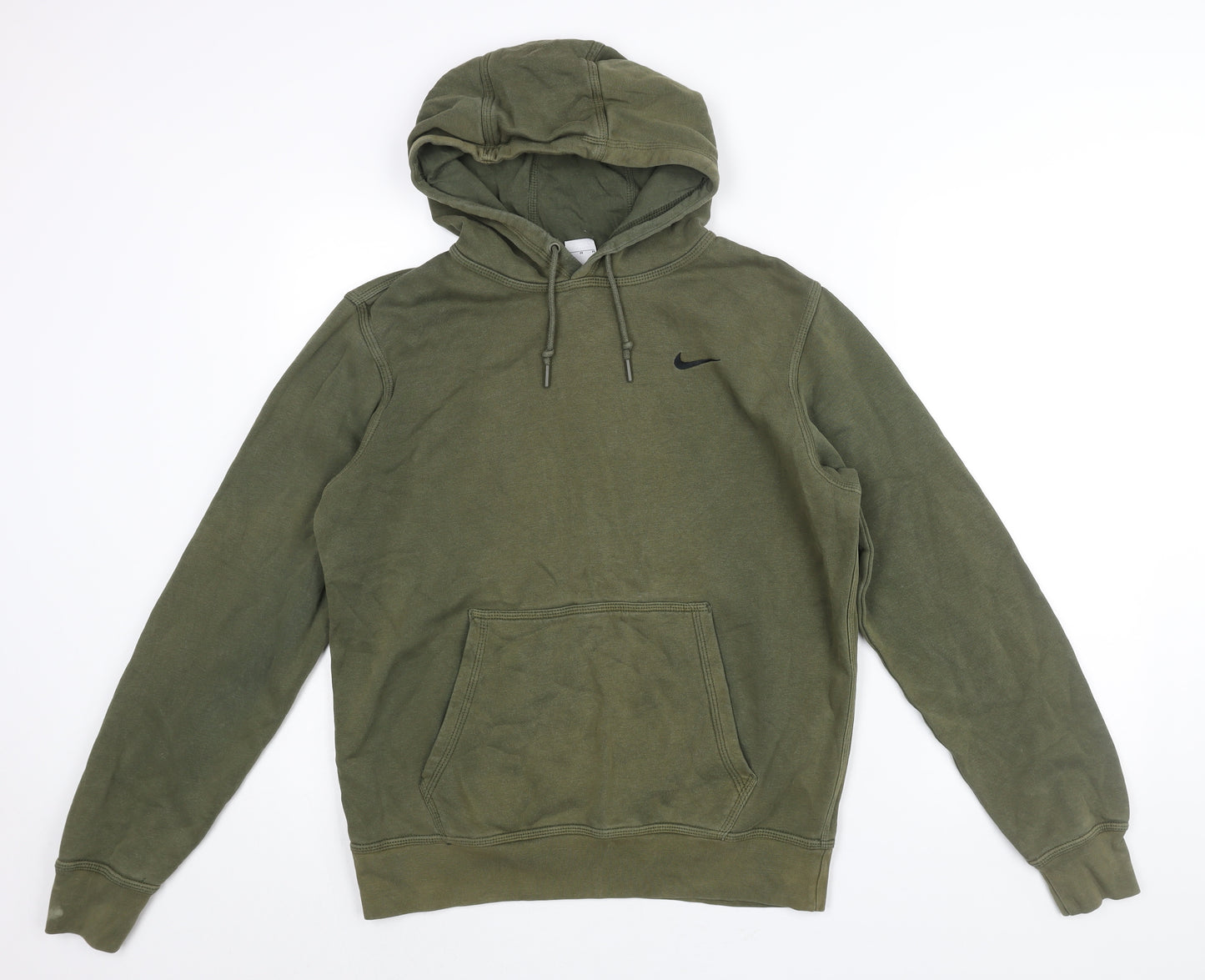 Nike Mens Green Cotton Pullover Hoodie Size M - Logo