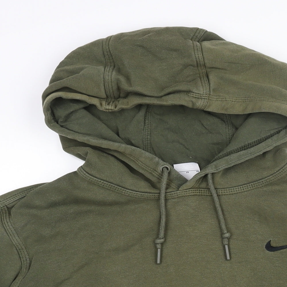 Nike Mens Green Cotton Pullover Hoodie Size M - Logo