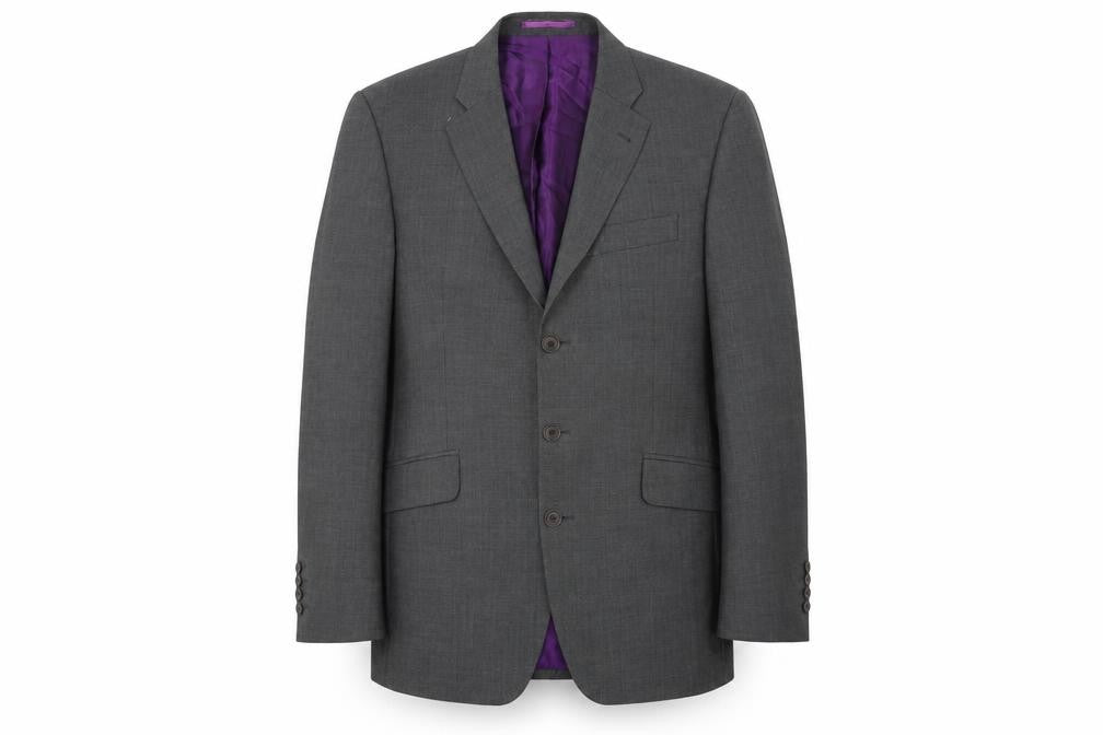 Front view of Next men’s grey wool jacket suit jacket, size 40, regular