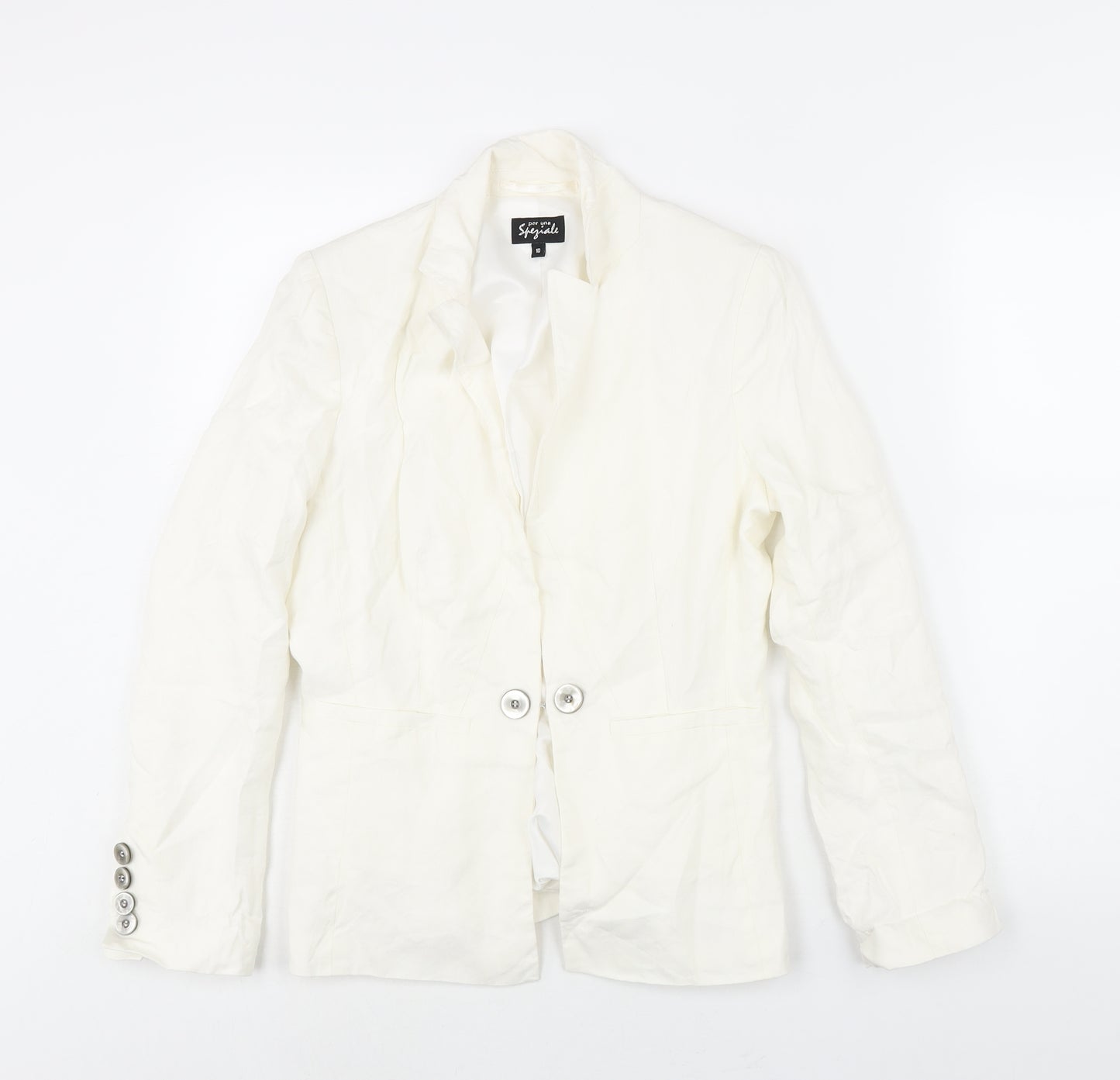 Per Una Womens Ivory Jacket Blazer Size 10 Hook & Eye
