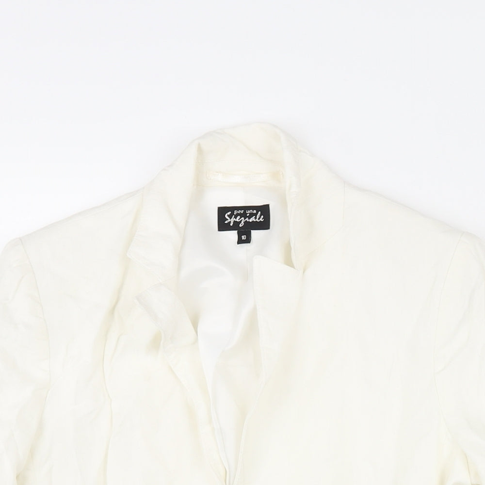 Per Una Womens Ivory Jacket Blazer Size 10 Hook & Eye
