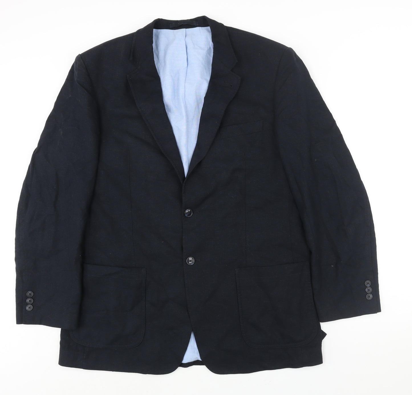 Marks and Spencer Mens Blue Linen Jacket Suit Jacket Size 42 Regular