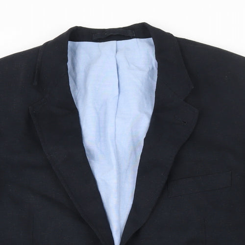 Marks and Spencer Mens Blue Linen Jacket Suit Jacket Size 42 Regular
