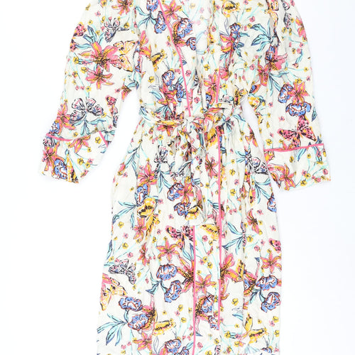 Marks and Spencer Womens Multicoloured Floral Viscose Kimono Gown Size S Tie - Belted