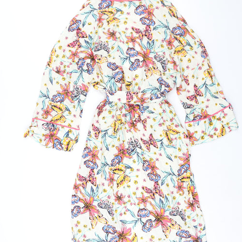 Marks and Spencer Womens Multicoloured Floral Viscose Kimono Gown Size S Tie - Belted