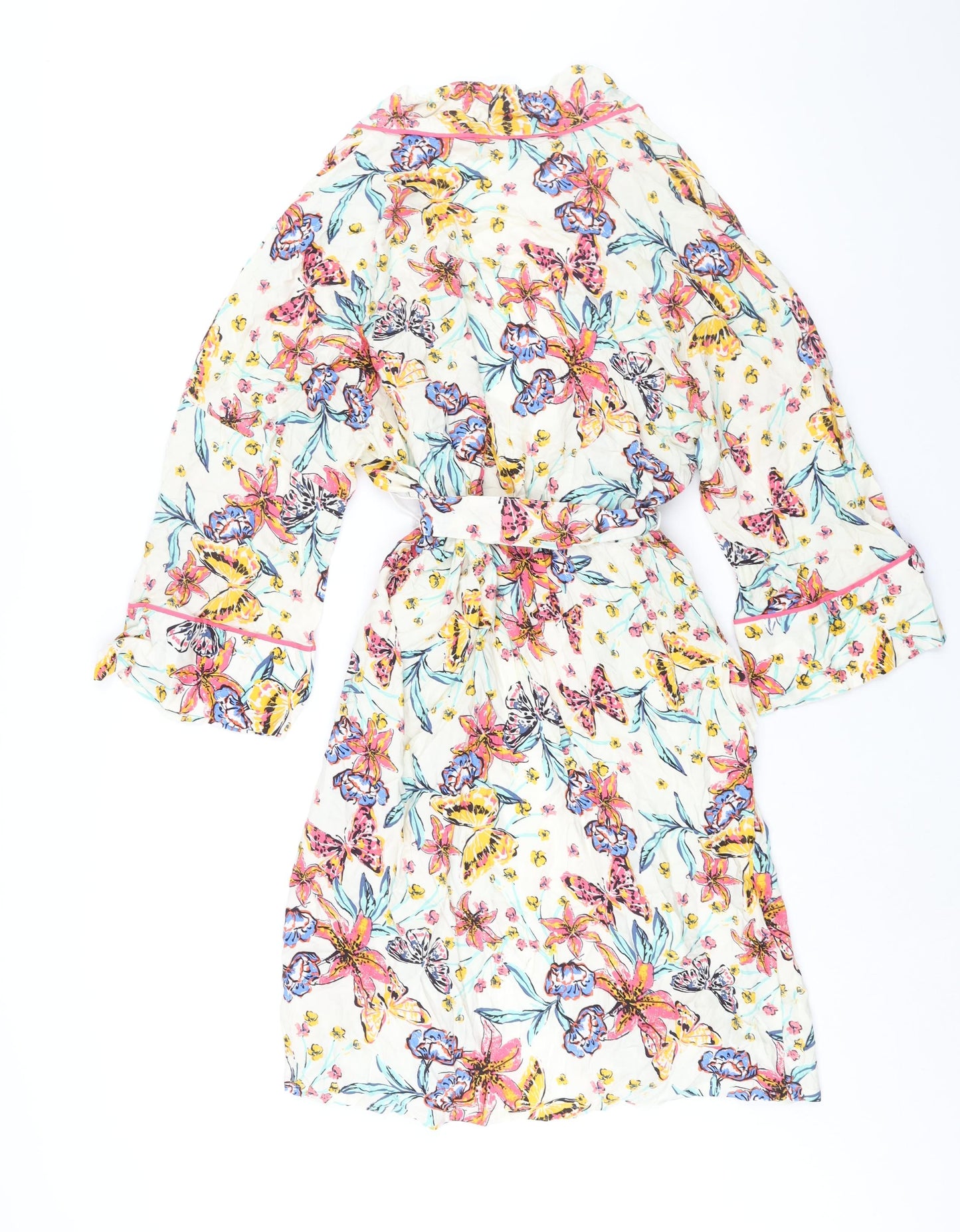 Marks and Spencer Womens Multicoloured Floral Viscose Kimono Gown Size S Tie - Belted