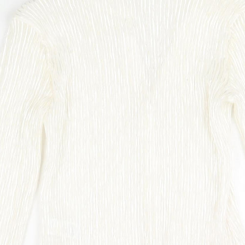 Marks and Spencer Womens Ivory Polyester Basic Blouse Size 10 Collared - Plisse Gold Detail