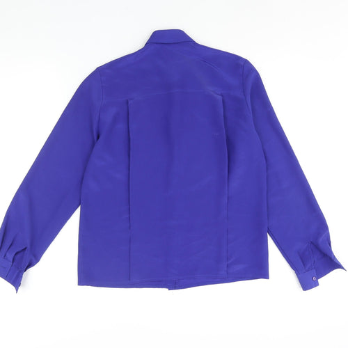 St Michael Womens Blue Polyester Basic Button-Up Size 10 Collared