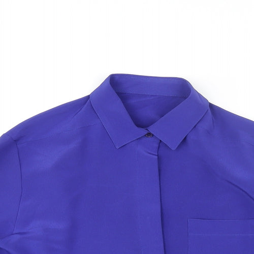 St Michael Womens Blue Polyester Basic Button-Up Size 10 Collared