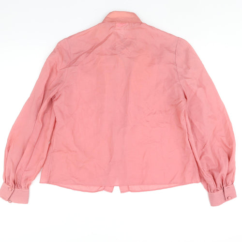 Janet Cotton Womens Pink Acetate Basic Blouse Size 12 Collared - Vintage