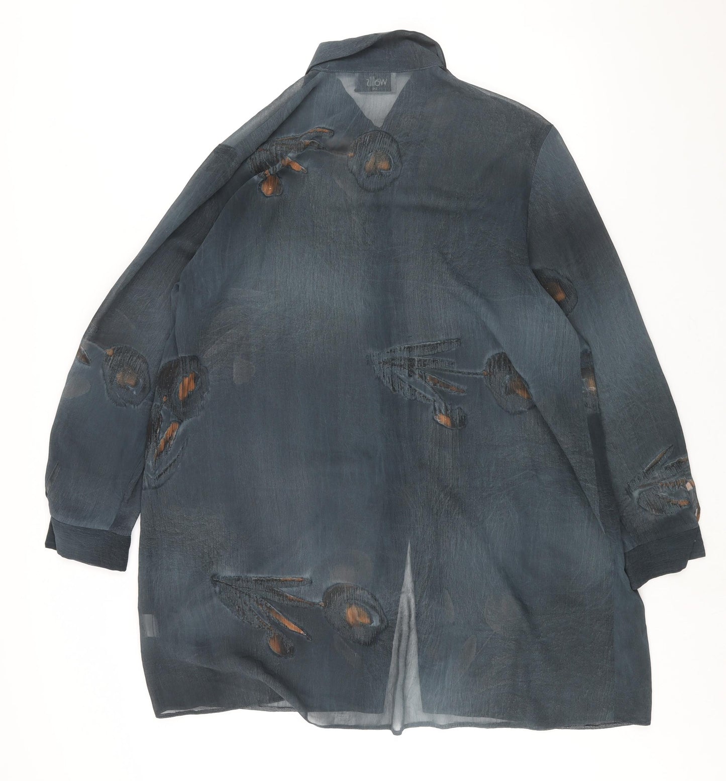 Wallis Womens Blue Geometric Polyester Tunic Button-Up Size 14 Collared - Semi Sheer