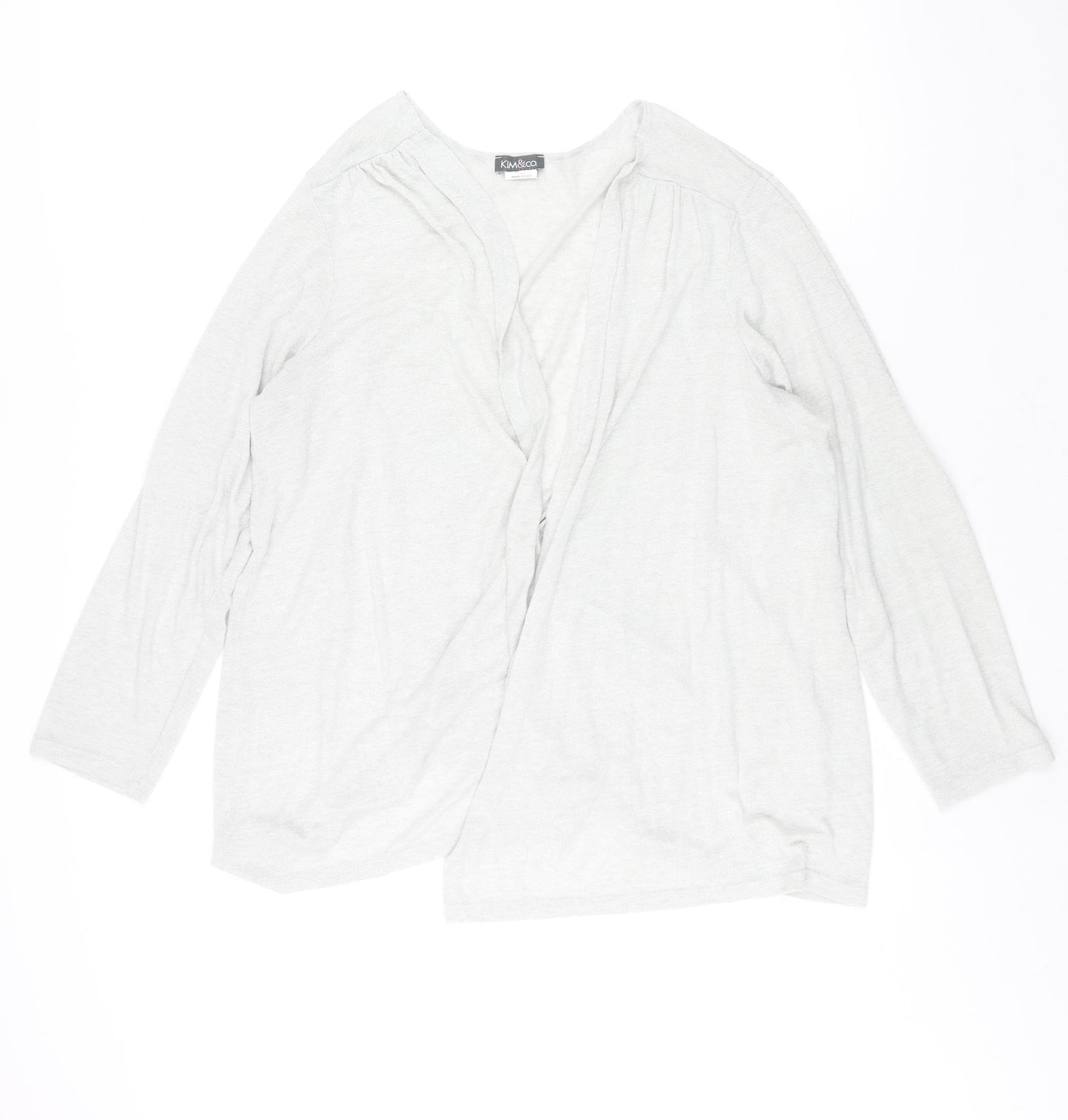 Kim&Co. Womens Grey V-Neck Viscose Cardigan Jumper Size 3XL