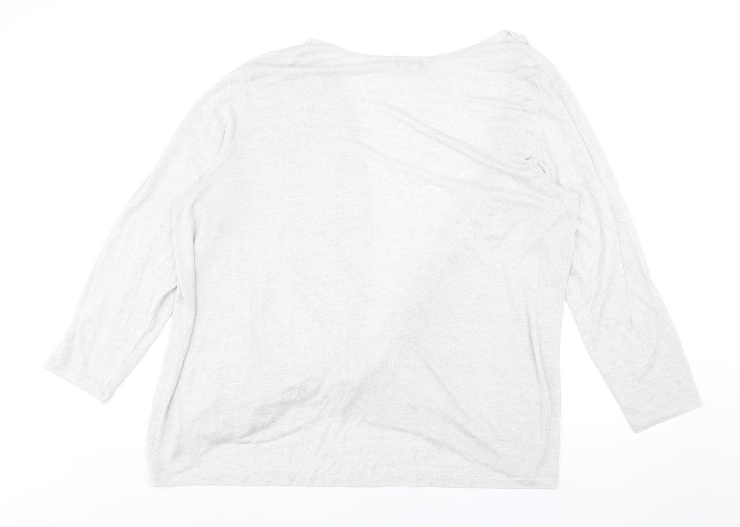 Kim&Co. Womens Grey V-Neck Viscose Cardigan Jumper Size 3XL