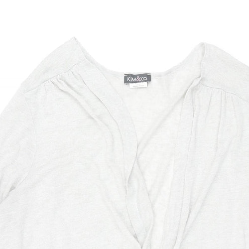 Kim&Co. Womens Grey V-Neck Viscose Cardigan Jumper Size 3XL