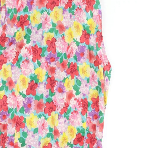 New Look Womens Multicoloured Floral Cotton Basic Button-Up Size 8 Collared - Sequin Detail Tie
