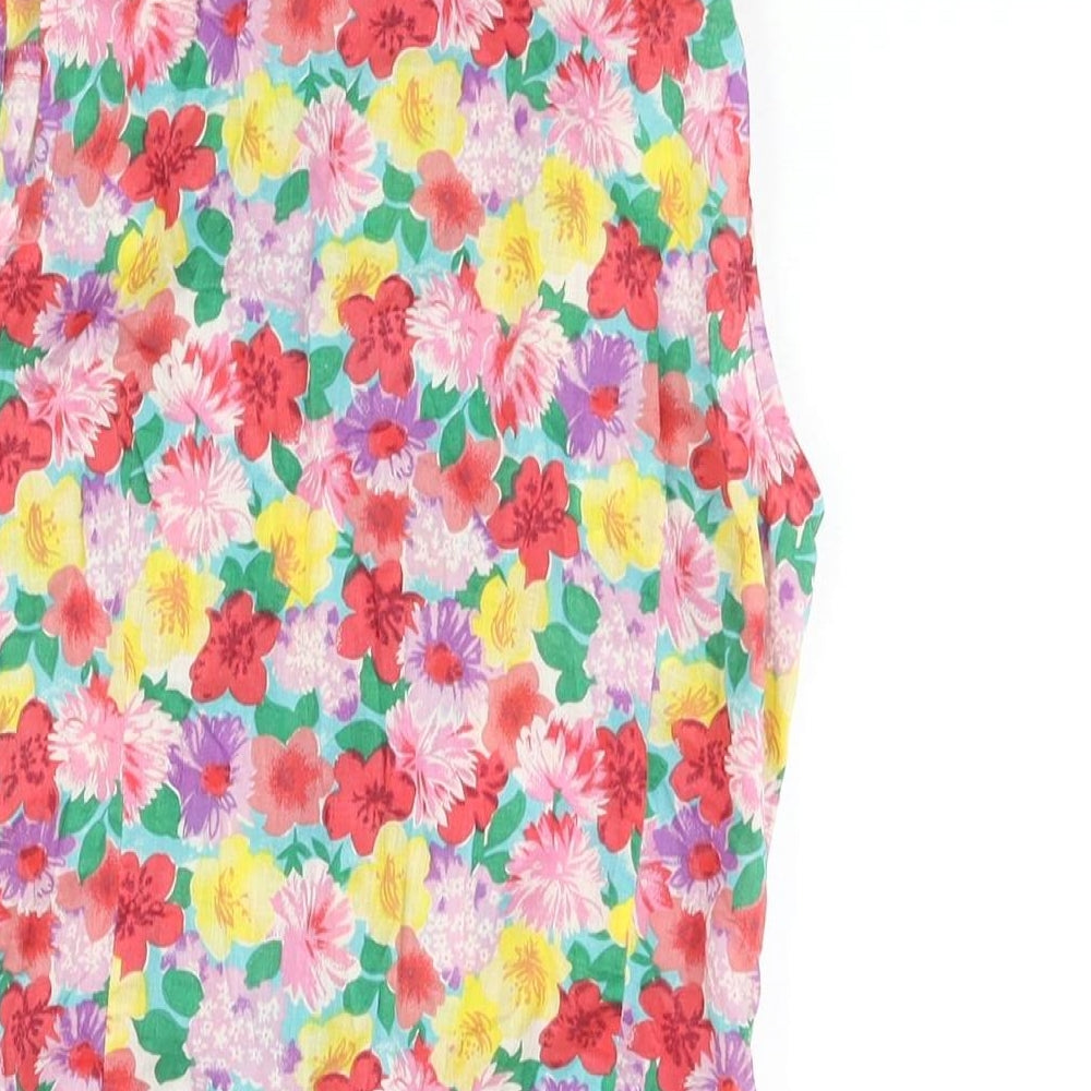 New Look Womens Multicoloured Floral Cotton Basic Button-Up Size 8 Collared - Sequin Detail Tie