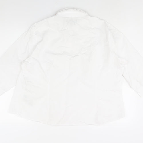 Marks and Spencer Womens White Cotton Basic Button-Up Size 24 Collared