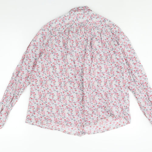 John Lewis Womens Multicoloured Floral Cotton Basic Button-Up Size 14 Collared
