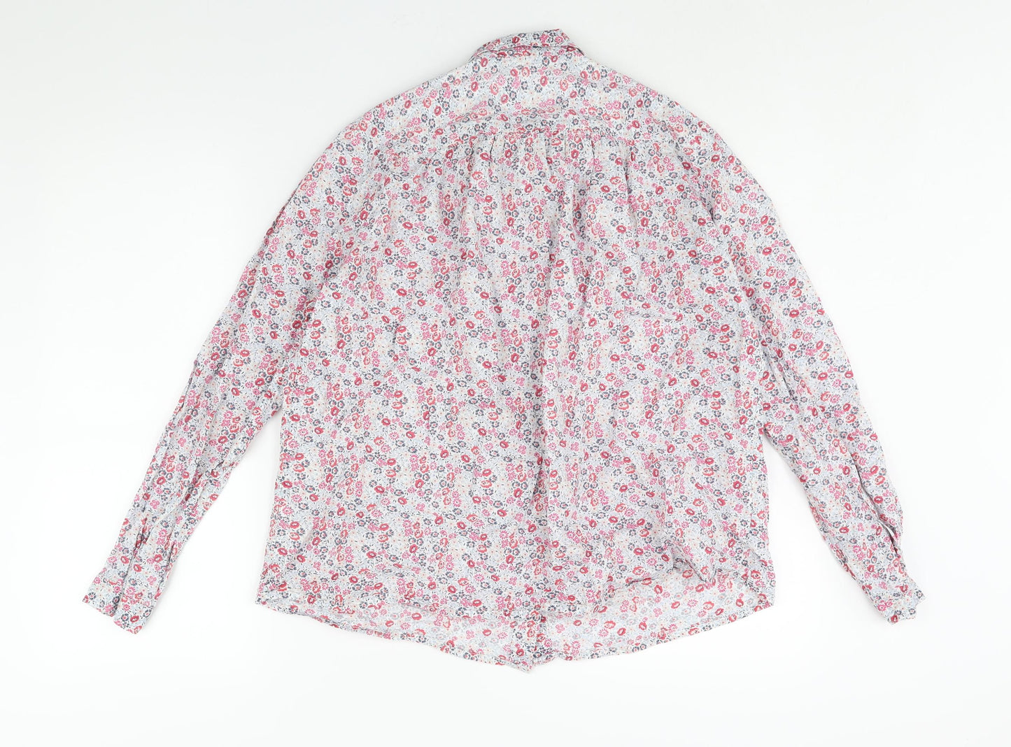 John Lewis Womens Multicoloured Floral Cotton Basic Button-Up Size 14 Collared