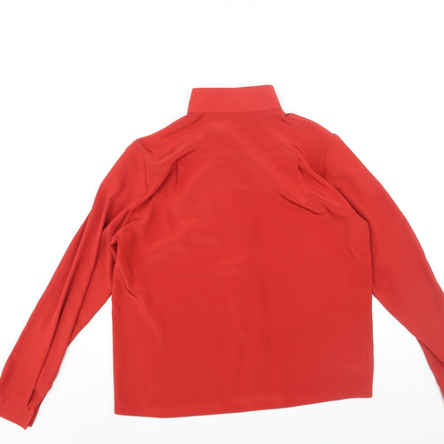 St Michael Womens Red Polyester Basic Button-Up Size 10 Mock Neck