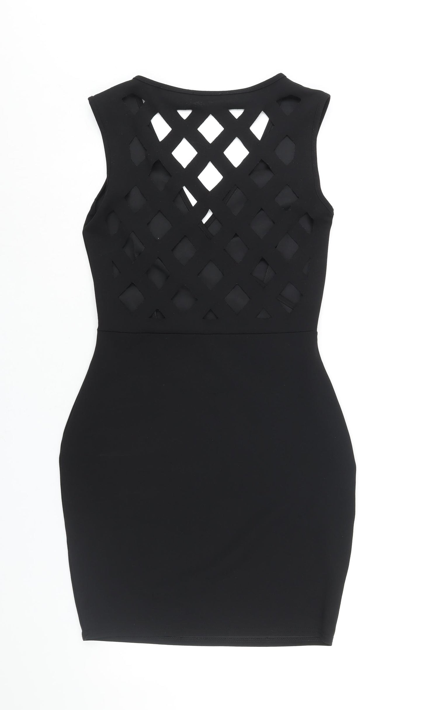 Cara Mia Womens Black Polyester Bodycon Size 10 V-Neck Pullover - Cut Out Back Detail