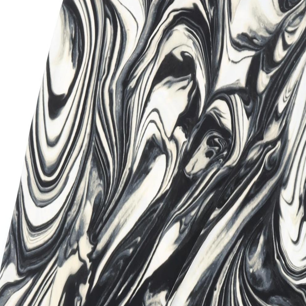 Norma Kamali Womens Black Geometric Polyester Maxi Size S V-Neck Pullover - Marble Print