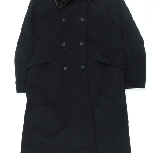 Windsmoor Womens Blue Overcoat Coat Size 18 Button - Faux Fur Removable Collar