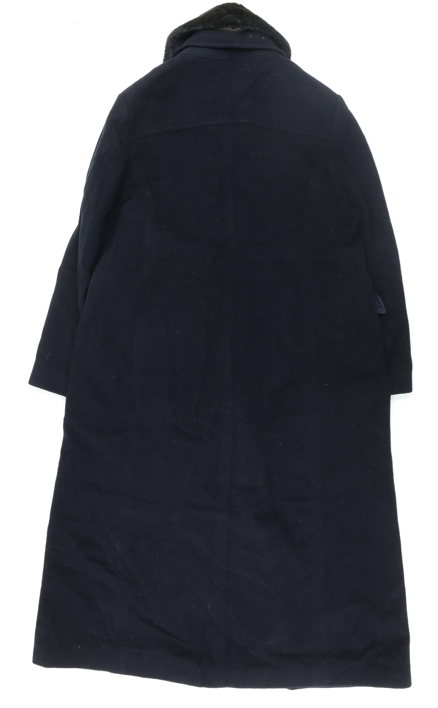 Windsmoor Womens Blue Overcoat Coat Size 18 Button - Faux Fur Removable Collar