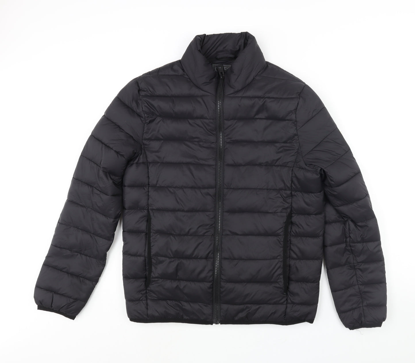 GUESS Mens Black Puffer Jacket Jacket Size M Zip - Sleeve Logo