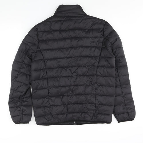 GUESS Mens Black Puffer Jacket Jacket Size M Zip - Sleeve Logo