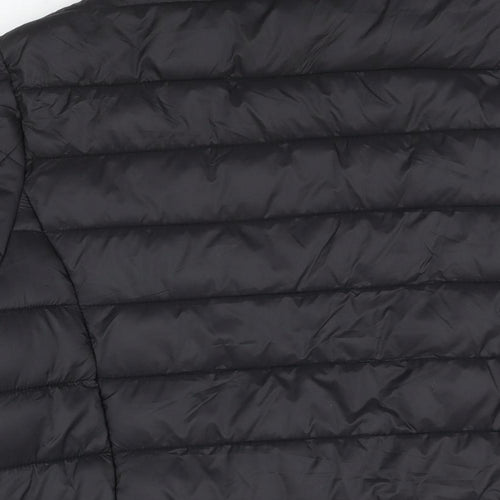 GUESS Mens Black Puffer Jacket Jacket Size M Zip - Sleeve Logo
