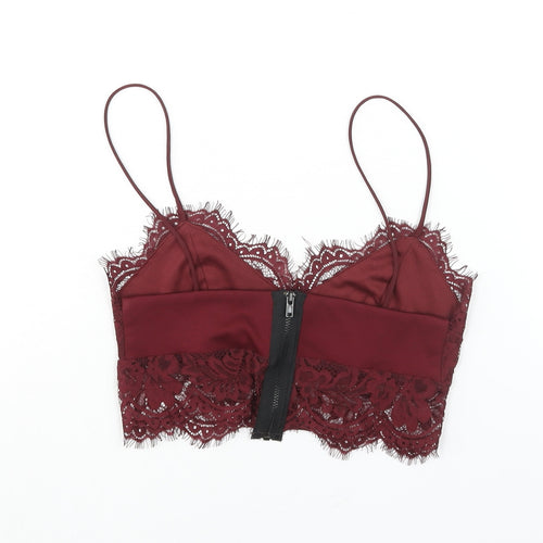 Topsgop Womens Red Polyester Cropped Blouse Size 6 Sweetheart - Bralette