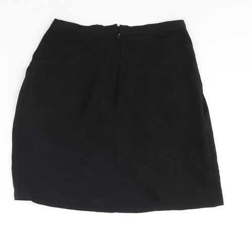 H&M Womens Black Polyester A-Line Skirt Size 6 Zip