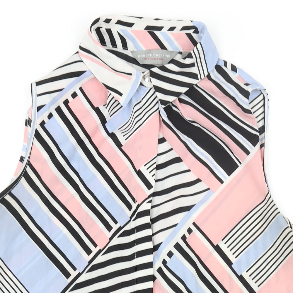 Dorothy Perkins Womens Multicoloured Geometric Polyester Camisole Blouse Size 10 Collared