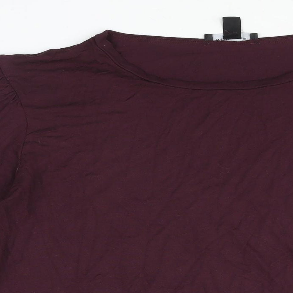 New Look Womens Purple Viscose Basic Blouse Size 24 Round Neck - Smocked