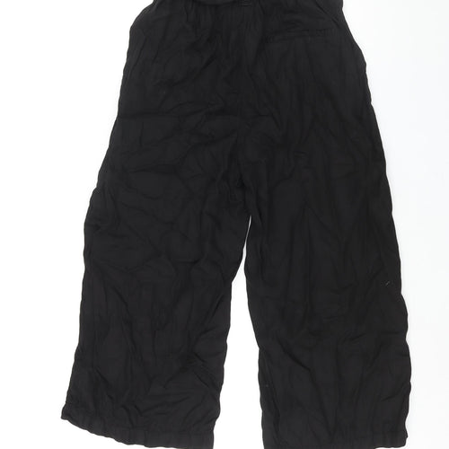 Zara Womens Black Lyocell Cropped Trousers Size S L22 in Regular Zip - Belted