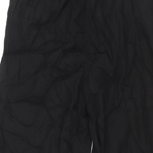 Zara Womens Black Lyocell Cropped Trousers Size S L22 in Regular Zip - Belted