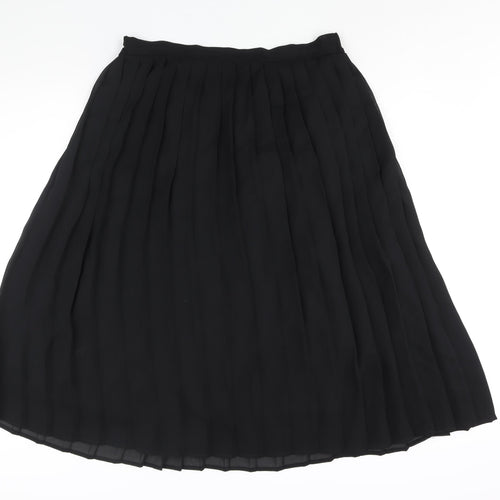 BHS Womens Black Polyester Pleated Skirt Size 16 - Elasticated Waist